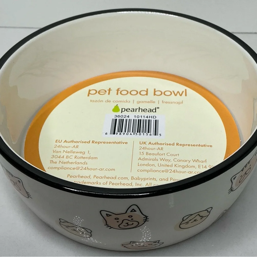 2 Cat Faces Pet Bowl Cat Water and Food Dish Pet Owner Cat Accessory Ceramic New